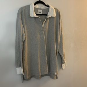 ARIE GRAY COLLARED SWEATER